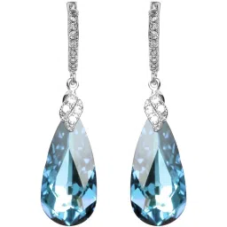 Peora Turquoise Crystal Studded Silver-Plated Drop Earrings image 2