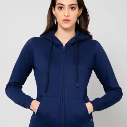 Crozo By Cantabil Navy Fleece Hoodie-image-56
