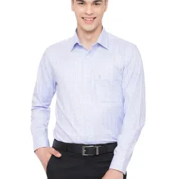 Cantabil Light Blue Regular Fit Check Shirt-image-88