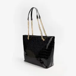 Code by Lifestyle Black Textured Tote Handbag image 2