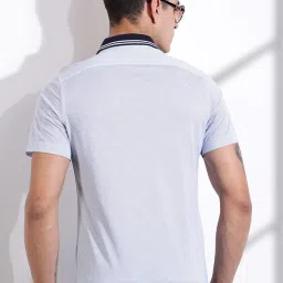 Thomas Scott Blue Cotton Slim Fit Self Pattern Shirt image 2