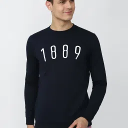 Peter England Jeans Navy Slim Fit Printed SweatShirt image 1