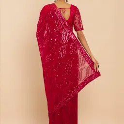 Soch Pink Embellished Saree With Unstitched Blouse image 2