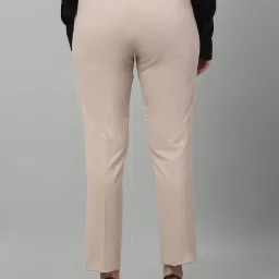 Cantabil Light Beige Cotton Lycra Regular Fit Mid Rise Trousers image 2