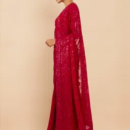 Soch Pink Embellished Saree With Unstitched Blouse image 3