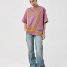 RAREISM Pink Cotton Graphic T-Shirt image 5