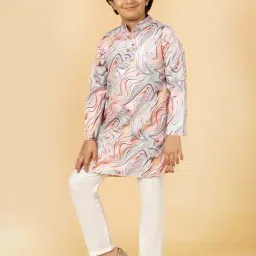 A.T.U.N. Boys Peach Printed Full Sleeves Kurta Set-picture-10
