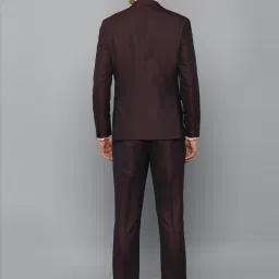 Louis Philippe Maroon Slim Fit Textured Three Piece Suit image 2