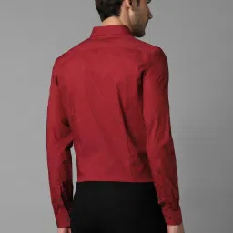 Louis Philippe Red Cotton Skinny Fit Printed Shirts image 2