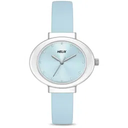 Helix By Timex Blue Oval Dial Analog Leather Women Watch - TW039HL05 image 1