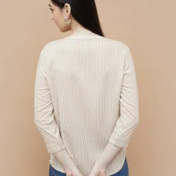 Fame Forever by Lifestyle Cream Striped Top image 2