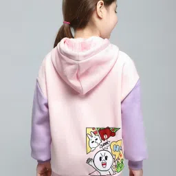 Monte Carlo Girls Printed Pink & Purple Hooded Neck Full Sleeve Sweatshirt image 2