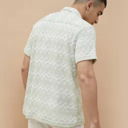 Fame Forever By Lifestyle White Regular Fit Self Pattern Shirt image 2