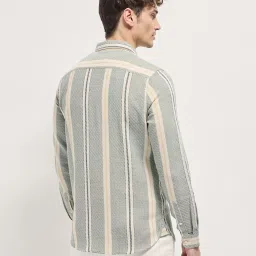 The Bear House Multi Cotton Blend Slim Fit Stripes Casual Shirt image 2