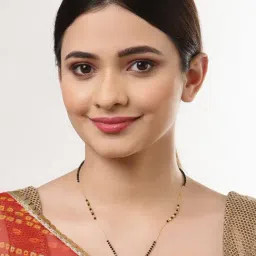 Zeneme Gold Plated Black White AD Studded Beaded Mangalsutra Set of 3 image 2