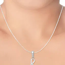 Taraash Initial Letter K 92.5 Sterling Silver Pendant with Chain image 2