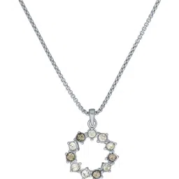 Ted Baker Silver Cresar Crystal Hoop Pendant with Chain image 1