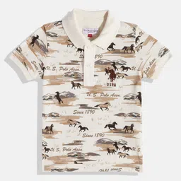 U.S. Polo Assn. Kids Boys Printed Polo Pure Cotton T-shirt-picture-26