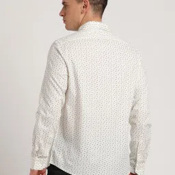 Turtle Beige Cotton Slim Fit Printed Shirt image 2