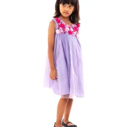 A Little Fable Kids Lavender Applique Pattern Dress image 1