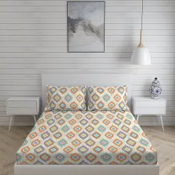 Layers Rimini Others Multicolor 104 TC Cotton King Bed Sheet with 2 Pillow Covers image 1