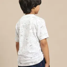 Kidsville Boys White Cotton Printed Tshirt image 2