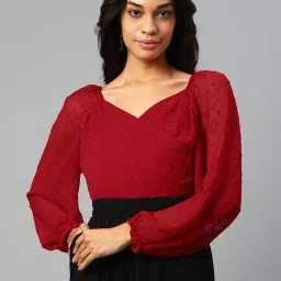 Melon by PlusS Red Sweet Heart Neck Peplum Top image 1