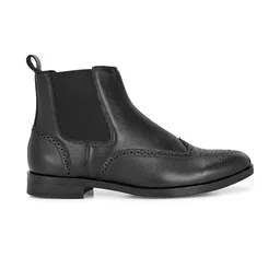 Roadster Men Black Brogues Slip On Chelsea Boots image 4