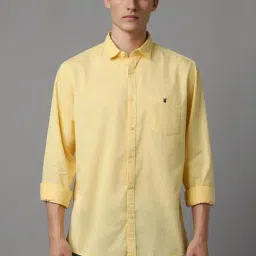 Louis Philippe Yellow Cotton Slim Fit Shirt-picture-13