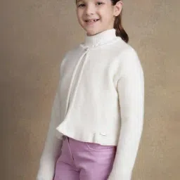 One Friday Kids White Regular Fit Cardigan image 3