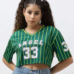 GO DEVIL Women Striped Round Neck Relaxed Fit T-shirt-picture-22