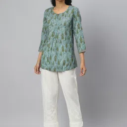 Fabindia Blue Printed Top image 5