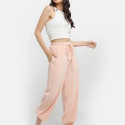 Zink London Pink Cotton Joggers image 4