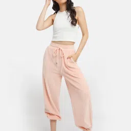 Zink London Pink Cotton Joggers image 5