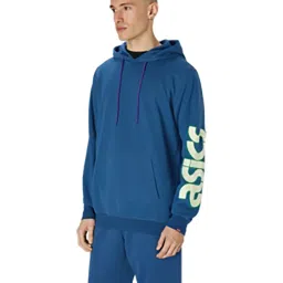 Asics Blue Printed Fit Hoodie image 1