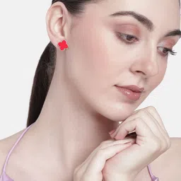 Estele Rhodium-Pated Floral Studs image 1