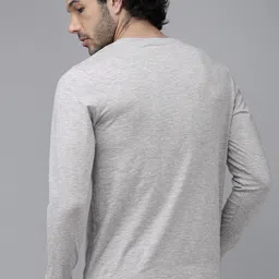Roadster Men Grey Melange Solid T-shirt image 4