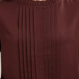 Prettify Women Brown Solid Georgette Regular Top image 5