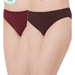 Inner Sense Organic Cotton Antimicrobial Pack Of 2 Solid Maternity Bikini Cut Style Panties - Dark Sienna & Persian Plum-picture-26