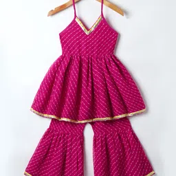 Saka Designs Woven Sleeveless Printed Kurta & Gharara Set - Dark Pink-picture-31