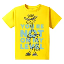 KAVEE Pure Cotton Half Sleeves You Re Not On My Level Text Printed Tee - Yellow-picture-12