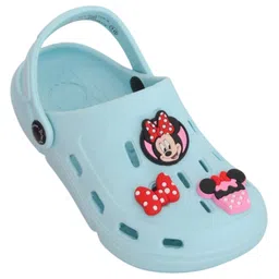Disney by Yellow Bee Solid Perforated Clogs With Mickey & Friends Featuring Minnie Mouse & Bow Designed Charms - Light Blue image 3