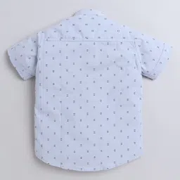 BAATCHEET Cotton Half Sleeves Lines Printed Shirt - Sky Blue image 3