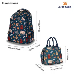 just bags JUSTBAGS BasketBall-Navy School Bag 24L & Tiffin Bag 6L Combo for Kids. Height 17 Inches & 7 Inches. image 2