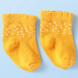 Cute Walk by Babyhug Ankle Length Antibacterial Socks with Floral Design Pack Of 3 - White & Yellow image 3