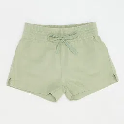 Pantaloons Junior Cotton Woven Solid Shorts - Light Olive image 4