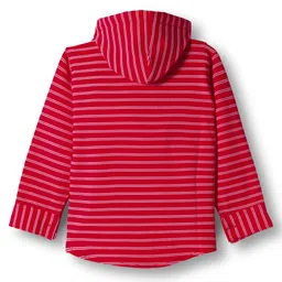 Dapper Dudes Full Sleeves Striped Hooded Shirt With Attached Tee - Red image 3
