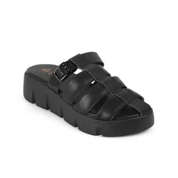Tresmode Women Leather PlatformSandals with Buckles-image-31