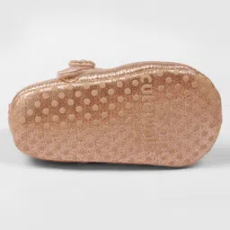 Cute Walk by Babyhug Velcro Closure Booties With Butterfly Applique - Golden image 4