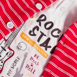 Dapper Dudes Full Sleeves Striped Hooded Shirt With Attached Tee - Red image 5